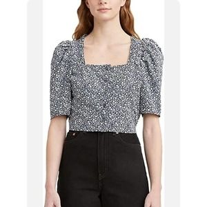 Levi's Joella Cotton Blouse (M, Nissa Floral Peacoat)